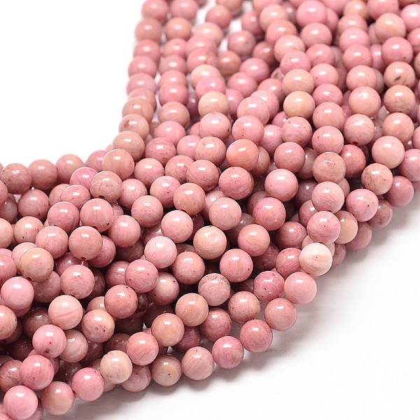 

PandaHall Natural Rhodonite Round Bead Strands, 4mm, Hole: 1mm, about 84~87pcs/strand, 15 inch Rhodonite Round
