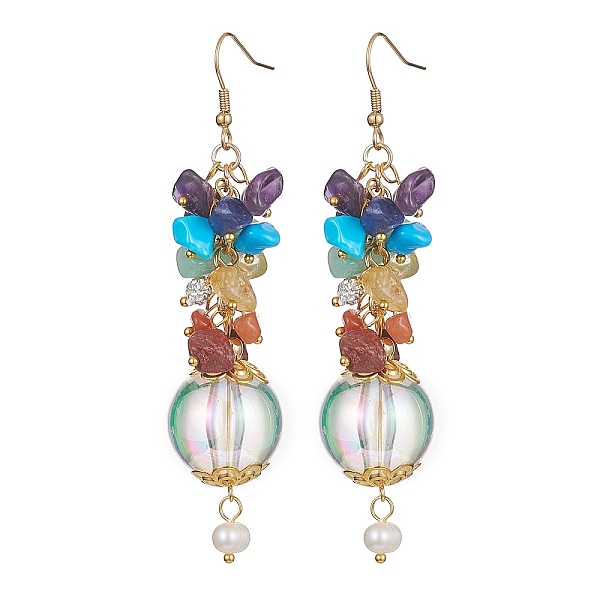 

PandaHall Chakra Natural Gemstone Chip Dangle Earrings, with Transparent Acrylic Beads & Ion Plating(IP) 304 Stainless Steel Earring Hooks...