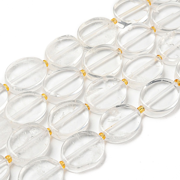 

PandaHall Natural Quartz Crystal Beads Strands, Rock Crystal Beads with Seed Beads, Flat Oval, 18x14~14.5x5~6mm, Hole: 1.2mm, about...