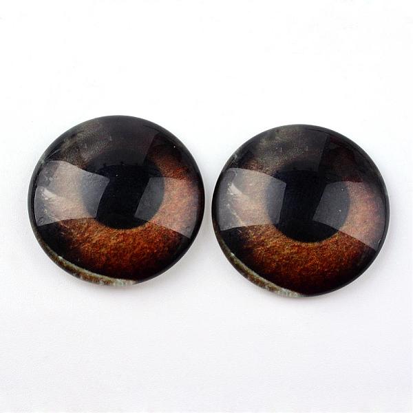 

PandaHall Glass Cabochons for DIY Projects, Half Round/Dome with Dragon Eye Pattern, Coconut Brown, 10x3.5mm Glass Half Round Brown