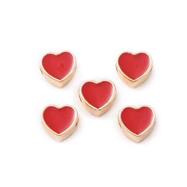 

PandaHall Light Gold Plated Alloy Enamel Beads, Heart, Red, 7.5x8x3.5mm, Hole: 1.6mm Alloy+Enamel Heart Red