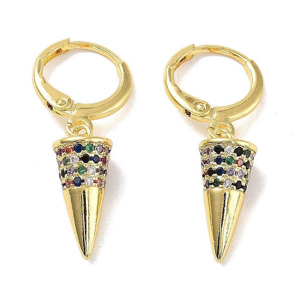 Real 18K Gold Plated Brass Dangle Leverback Earrings