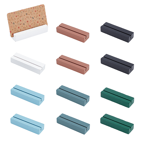 PandaHall OLYCRAFT 12Pcs 6 Colors Wood Place Card Holders with 24 Pcs Double-Sided Stickers Colorful Wood Sign Holders Table Number Stand...