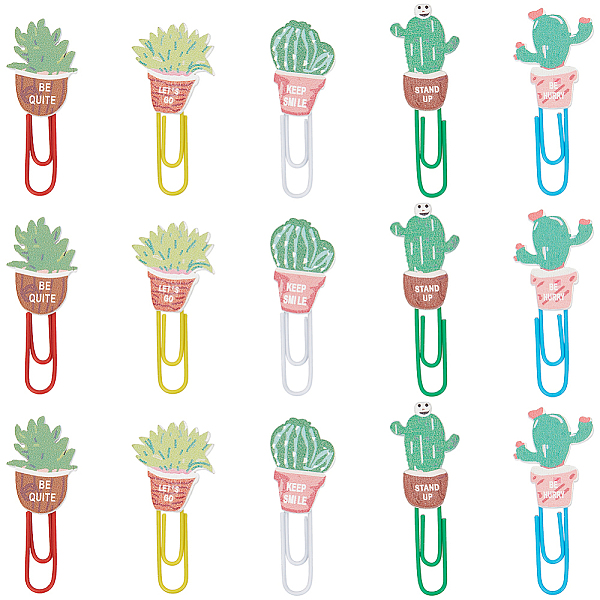 PandaHall CRASPIRE 80Pcs Plant Shape Iron Paperclips, Cute Paper Clips, Funny Bookmark Marking Clips, Mixed Color, 47~50.5x16.5~23x3.5mm...