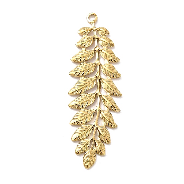 

PandaHall Ion Plating(IP) 304 Stainless Steel Big Pendants, Ears of Wheat Charm, Real 18K Gold Plated, 59.5x19x1.5mm, Hole: 2mm 304...