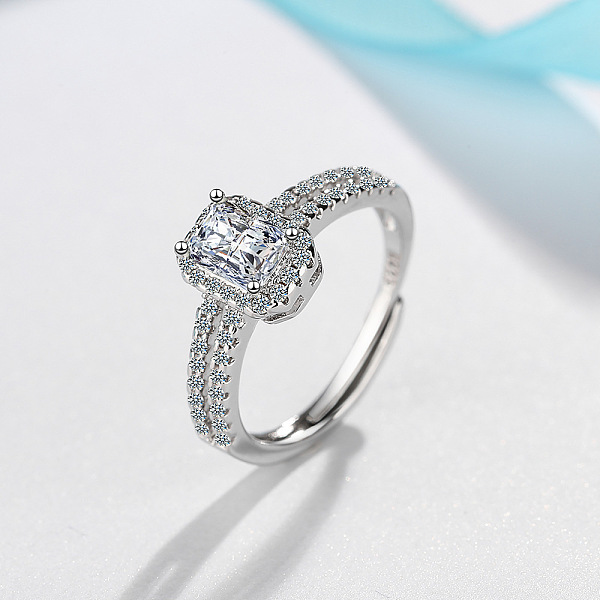 

PandaHall Minimalist Princess Square CZ Diamond Women's Ring - Elegant and Chic Design Other