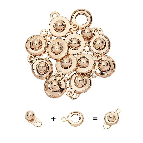 

PandaHall Unicraftale 304 Stainless Steel Snap Clasps, Golden, 15x9x5mm, Hole: 1.5~1.8mm, 12sets/box Stainless Steel