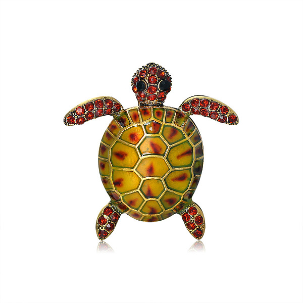

PandaHall Antique Golden Alloy Brooches, with Rhinestone, Tortoise Enamel Pins, Gold, 34x33mm Alloy+Enamel Tortoise Gold