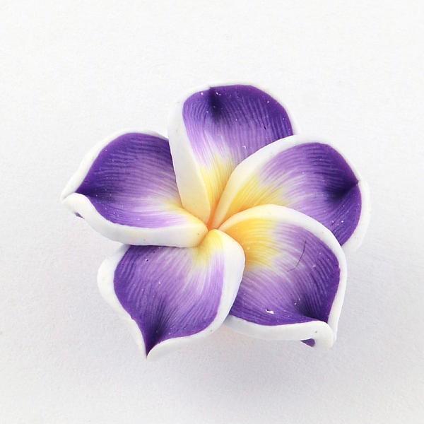 

PandaHall Handmade Polymer Clay 3D Flower Plumeria Beads, Dark Violet, 20x10mm, Hole: 2mm Polymer Clay Flower