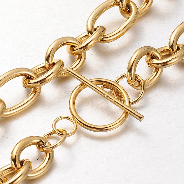 

PandaHall 304 Stainless Steel Rolo Chain Necklace, with Toggle Clasps, Golden, 18.5 inch(47cm) 304 Stainless Steel