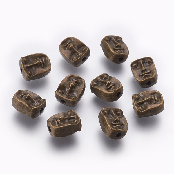 

PandaHall Tibetan Style Alloy Human Face Beads, Cadmium Free & Nickel Free & Lead Free, Antique Bronze, 12x10x7mm, Hole: 2mm Alloy Body