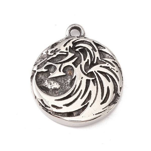 

PandaHall 304 Stainless Steel Pendant, Flat Round, Antique Silver, 24x21x3mm, Hole: 2mm 304 Stainless Steel Flat Round