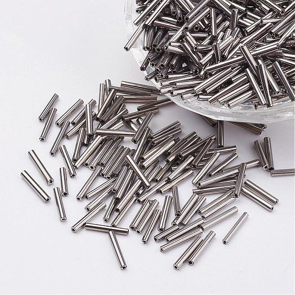 

PandaHall Glass Bugle Beads, Metallic Colours,Tan, 6x2mm, Hole: 0.5mm, about 10000pcs/bag Glass Orange