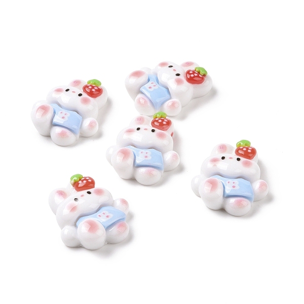 

PandaHall Opaque Resin Cabochons, Rabbit with Light Sky Blue Dress, White, 23.5x20.5x7.6mm Resin Rabbit White