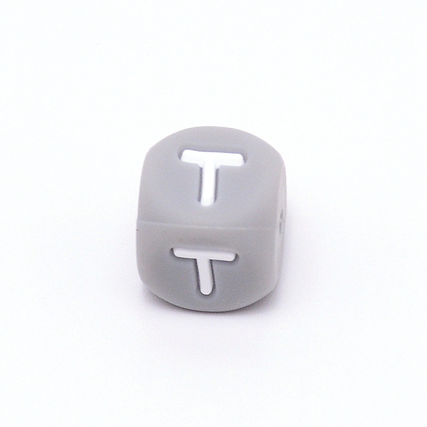 

PandaHall Silicone Alphabet Beads for Bracelet or Necklace Making, Letter Style, Gray Cube, Letter.T, 12x12x12mm, Hole: 3mm Silicone Cube...
