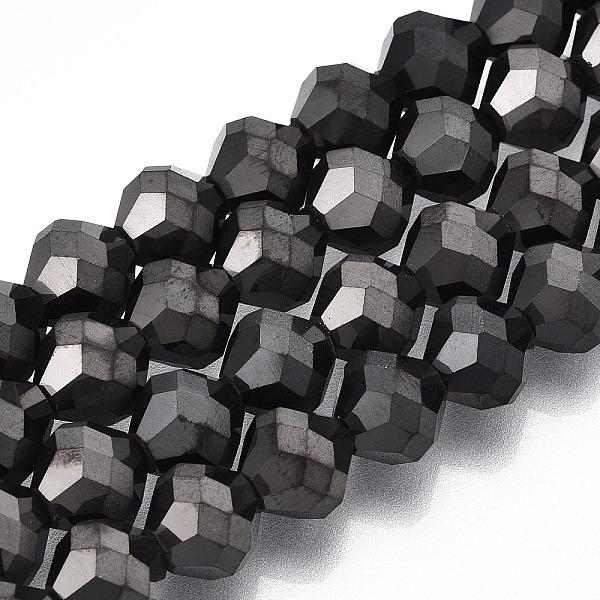 

PandaHall Electroplate Glass Beads Strands, Frosted, Bicone, Gunmetal Plated, 10x9.5mm, Hole: 1.2mm, about 60pcs/strand, 22.76''(57.8cm)...