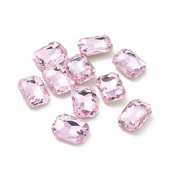 

PandaHall Glass Rhinestone Cabochons, Pointed Back & Silver Back Plated, Rectangle, Rosaline, 14x10x5mm Glass Rhinestone Rectangle Pink