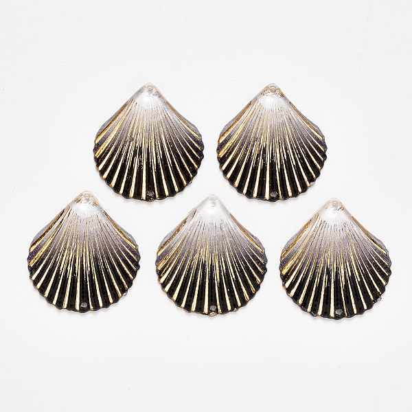 

PandaHall Transparent Acrylic Links connectors, with Plated Bottom, Scallop Shape, Coconut Brown, 35x32x5mm, Hole: 1.2mm Acrylic Shell Shape...