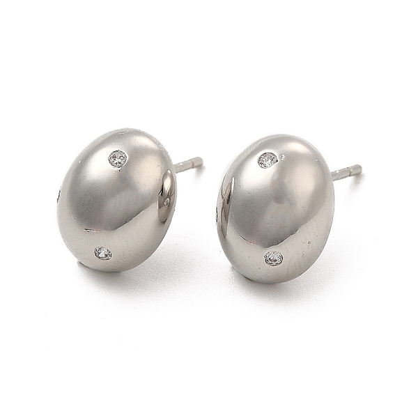 

PandaHall Cubic Zirconia Oval Stud Earrings, Platinum Brass Jewelry for Women, Cadmium Free & Lead Free, Clear, 12x10mm, Pin: 0.9mm Cubic...