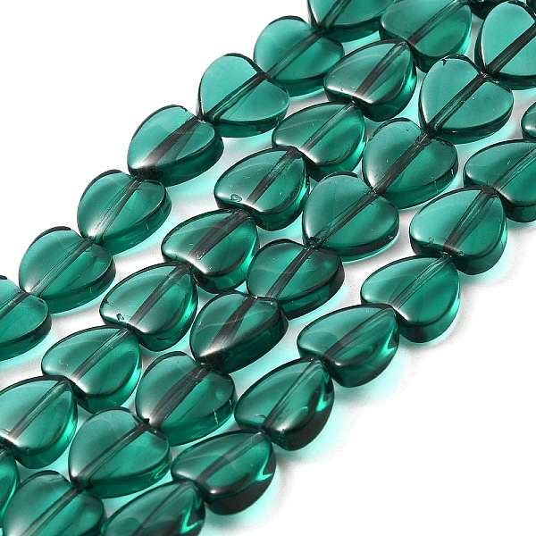 

PandaHall Glass Beads Strands, Heart, Sea Green, 9.5x10x4mm, Hole: 1mm, about 79pcs/strand, 28.74 inch(73cm) Glass Heart