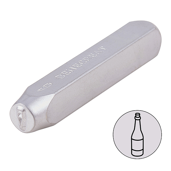 PandaHall BENECREAT 6mm 1/4" Metal Design Stamps(Bottle) Matte Hard Carbon Steel Punch Stamping Tool for Jewelry Leather Wood Crafting Iron