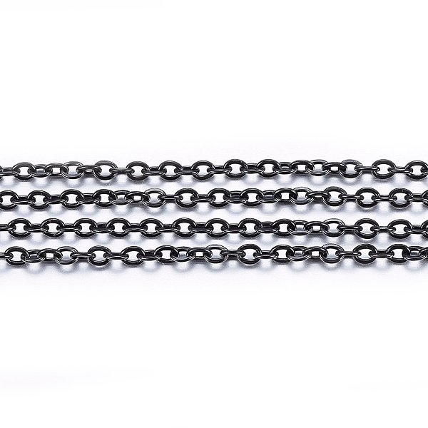 

PandaHall Handmade 304 Stainless Steel Cable Chains, Soldered, with Spool, Flat Oval, Electrophoresis Black, 2.5x2x0.5mm, about 32.8 Feet...