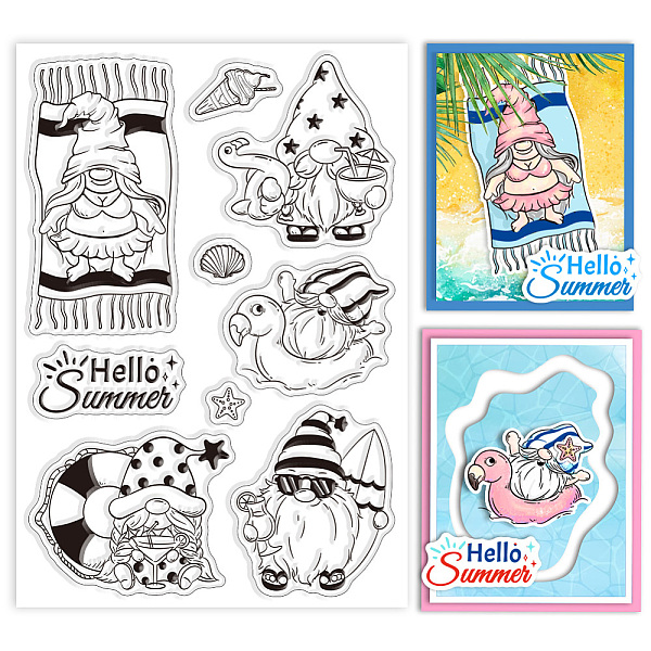 

PandaHall Custom Summer Theme PVC Plastic Clear Stamps, for DIY Scrapbooking, Photo Album Decorative, Cards Making, Gnome, 160x110mm Plastic...