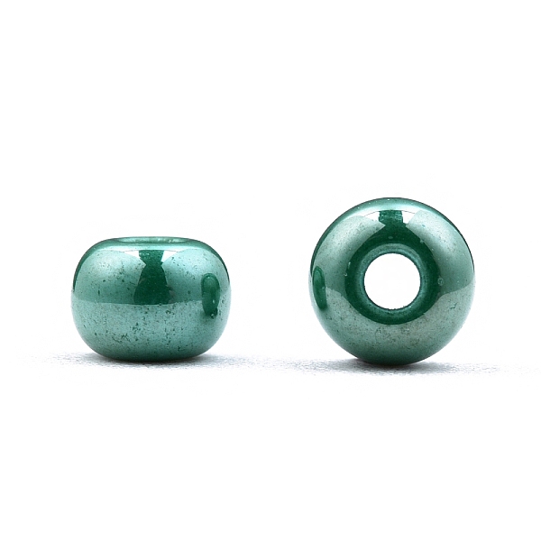 

PandaHall 6/0 Czech Opaque Glass Seed Beads, Lustered, Round, Teal, 4x3mm, Hole: 1.2mm, about 500g/bag Czech Glass Cyan