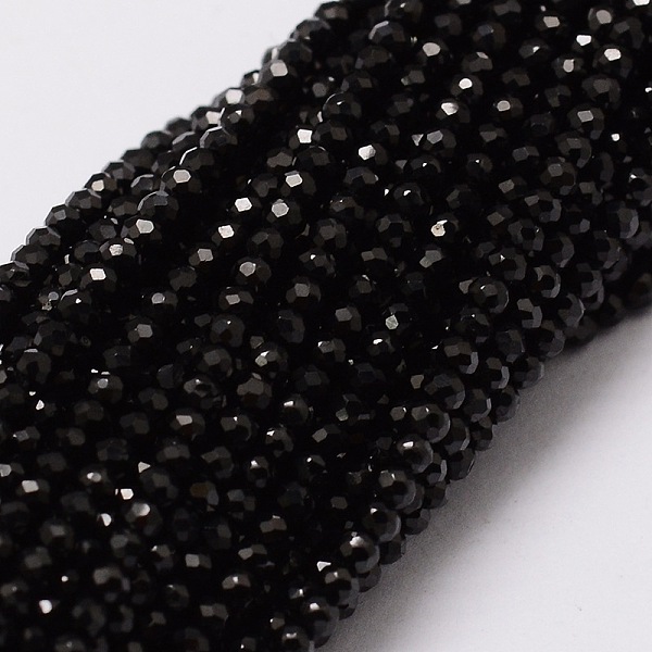 

PandaHall Natural Black Spinel Bead Strands, Faceted, Round, 2mm, Hole: 0.6mm, about 170pcs/strand, 15.3 inch Spinel Round