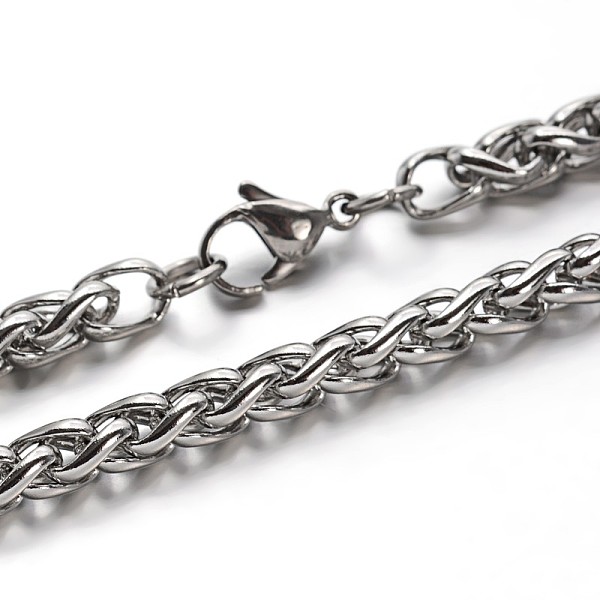 

PandaHall Great 304 Stainless Steel Wheat Chain Necklaces, with Lobster Clasps, Stainless Steel Color, 23.7 inch(60.2cm) 304 Stainless Steel