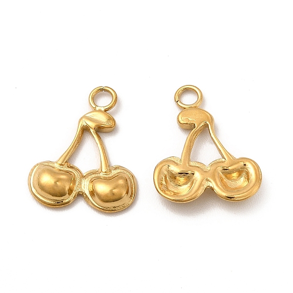 

PandaHall Ion Plating(IP) 304 Stainless Steel Charms, Cherry Charms, Real 18K Gold Plated, 14.5x11x2mm, Hole: 1.8mm 304 Stainless Steel...