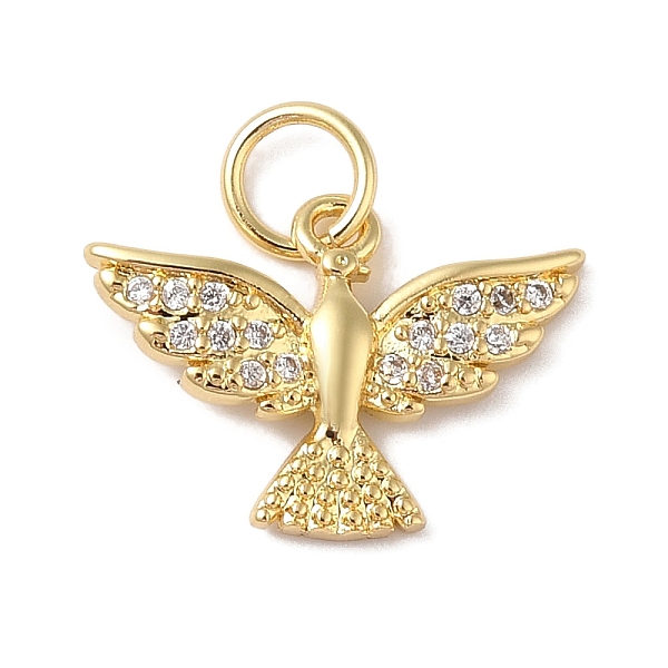 

PandaHall Rack Plating Brass & Cubic Zirconia Pendants, Cadmium Free & Lead Free, Long-Lasting Plated, Birl, with Jump Ring, Real 18K Gold..., Clear