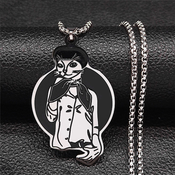 

PandaHall 304 Stainless Steel Enamel Pendant Necklaces, Cat Shape, Stainless Steel Color, 19.37 inch(49.2cm) 304 Stainless Steel Cat Shape