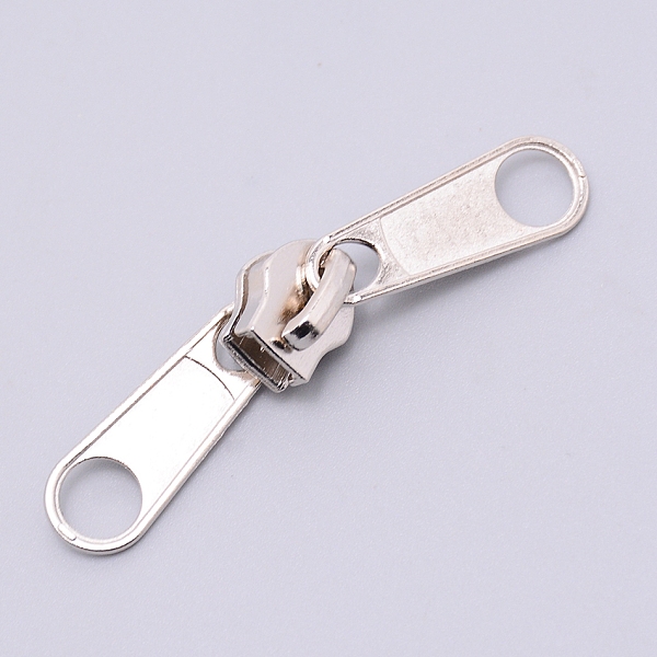 

PandaHall Zinc Alloy Double Head Zipper Sliders, for Replacement Luggage Suitcase Backpack Jacket Bags Coat, Platinum, 54x12.5x15.5mm Alloy