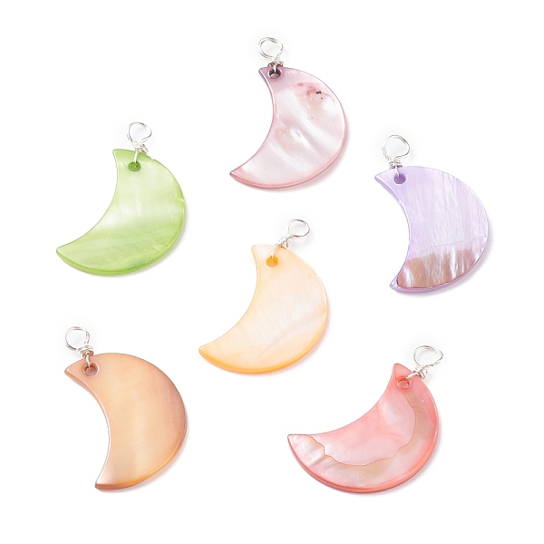 

PandaHall Natural Freshwater Shell Pendants, with Silver Copper Wire Finding, Moon, Mixed Color, 28.5x18.5x2mm, Hole: 3mm Freshwater Shell..., Multicolor
