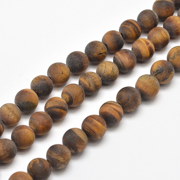 

PandaHall Frosted Natural Tiger Eye Round Bead Strands, 6mm, Hole: 1mm, about 62pcs/strand, 15.5 inch Tiger Eye Round