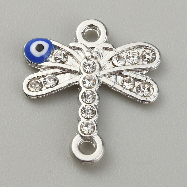 

PandaHall Alloy Evil Eye Enamel Link Connectors, with Crystal Rhinestone, Platinum, Dragonfly Pattern, 16~16.5x15x2mm, Hole: 1.5mm Alloy..., Clear