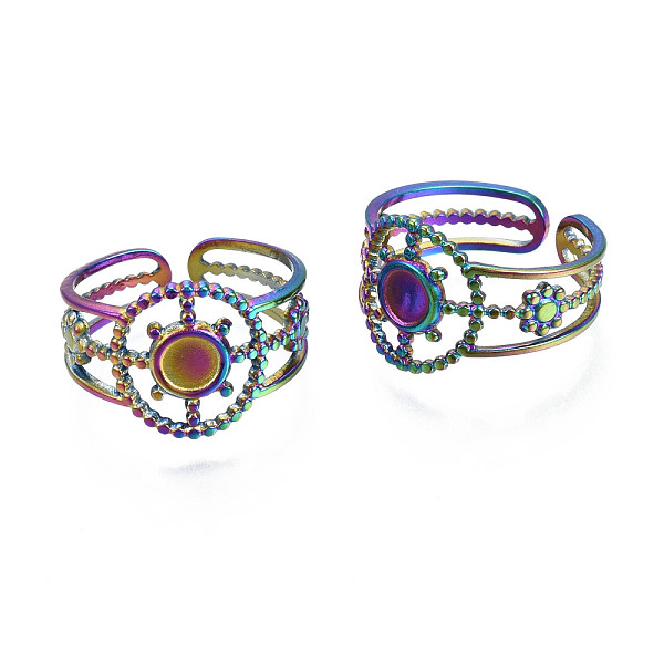 

PandaHall Ion Plating(IP) 304 Stainless Steel Cuff Ring, Rainbow Color Open Ring for Women, US Size 6 3/4(17.1mm) 304 Stainless Steel