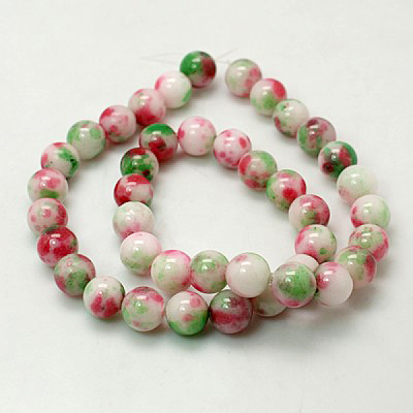 

PandaHall Jade Beads Strands, Natural White Jade, Dyed, Round, Colorful, 6mm, Hole: 1mm, about 69pcs/strand, 15.7 inch White Jade Round