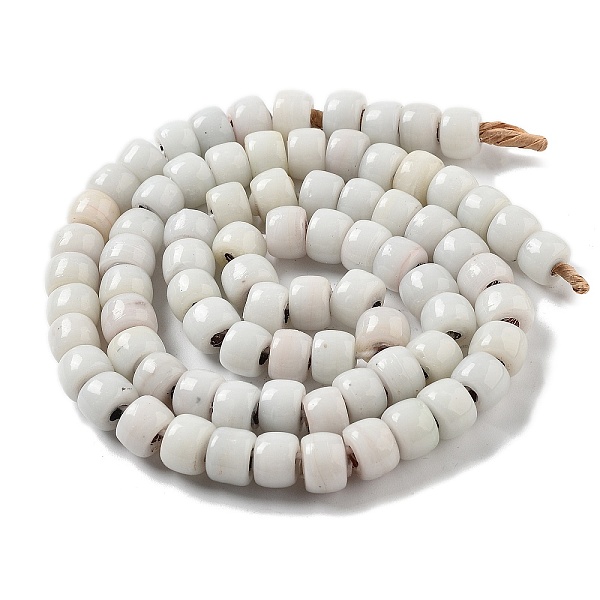 

PandaHall Handmade Nepalese Lampwork Beads, Barrel, White, 10.5~11x8~8.5mm, Hole: 3.5mm, about 80pcs/strand, 25.39''(64.5cm) Lampwork Column...