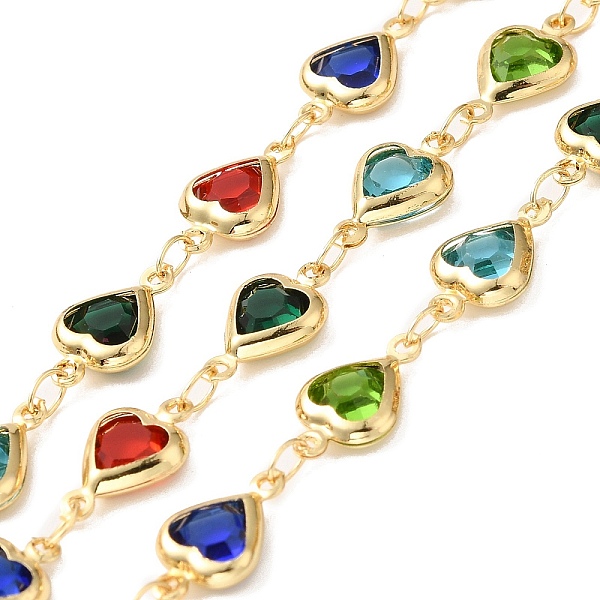 

PandaHall Heart Handmade Brass Glass Link Chains, Real 18K Gold Plated, Soldered, with Spool, Cadmium Free & Lead Free, Mixed Color..., Multicolor