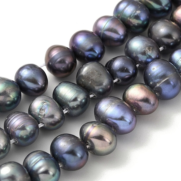 

PandaHall Dyed Natural Cultured Freshwater Pearl Beads Strands, Top Drilled, Rice, Black, 7~8mm, Hole: 0.6mm, about 31pcs/strand, 7.28 inch...