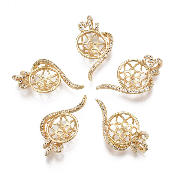 

PandaHall Brass Micro Pave Cubic Zirconia Stud Earring Findings, for Half Drilled Bead, Nickel Free, Flower, Real 18K Gold Plated, Clear...