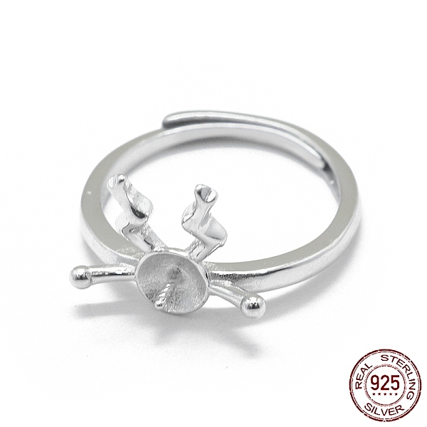 

PandaHall Adjustable Rhodium Plated 925 Sterling Silver Finger Ring Components, For Half Drilled Beads, Platinum, Size 7, 17mm, Pin: 0.7mm...