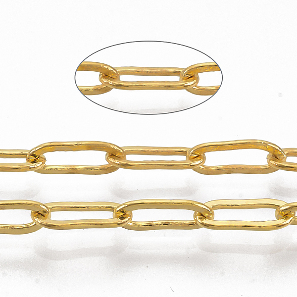 

PandaHall Brass Paperclip Chains, Flat Oval, Drawn Elongated Cable Chains, Soldered, with Spool, Cadmium Free & Nickel Free & Lead Free...