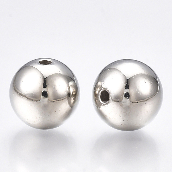 

PandaHall CCB Plastic Beads, Round, Platinum, 10x9.5mm, Hole: 1.5~2mm, about 850pcs/500g Plastic Round