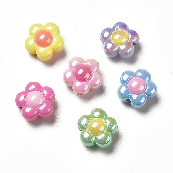 

PandaHall UV Plating Acrylic Beads, Flower, Mixed Color, 16x15x9mm, Hole: 2.5mm Acrylic Flower Multicolor