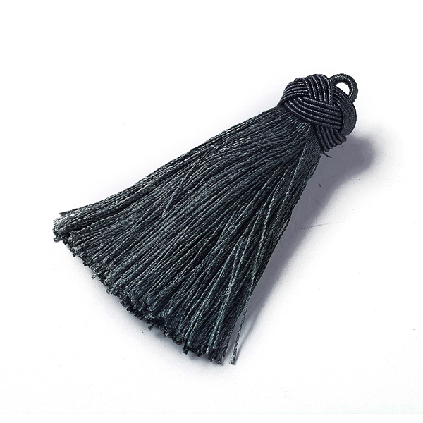 

PandaHall Nylon Tassel Pendants, Dark Slate Gray, 70~72x17~18mm, Hole: 3~4mm Nylon Gray