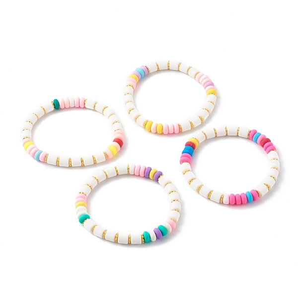 

PandaHall Handmade Polymer Clay Beads Stretch Bracelets, with Brass Spacer Beads, Mixed Color, Inner Diameter: 2~2-1/8 inch(5.2~5..5cm)..., Multicolor