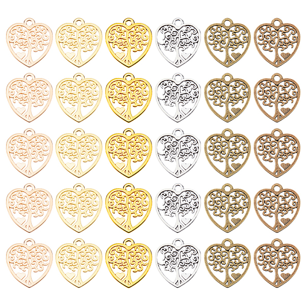 

PandaHall SUNNYCLUE 60Pcs 6 Colors Alloy Pendants, Heart with Tree Pattern Charm, Mixed Color, 18.5x17x1mm, Hole: 1.6mm, 10pcs/color Alloy..., Multicolor